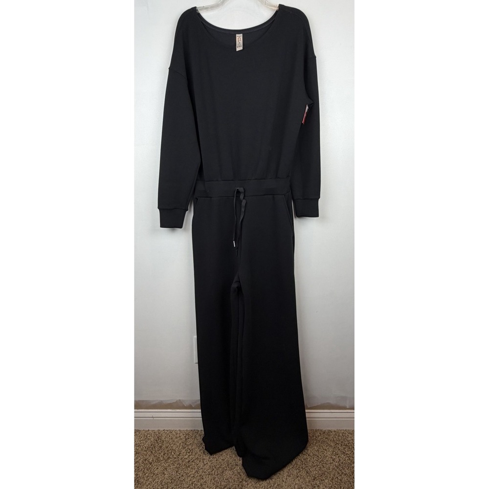 Spanx Jumpsuit Large Tall Air Essentials Long Sleeve Wide Leg Off Shoulder New